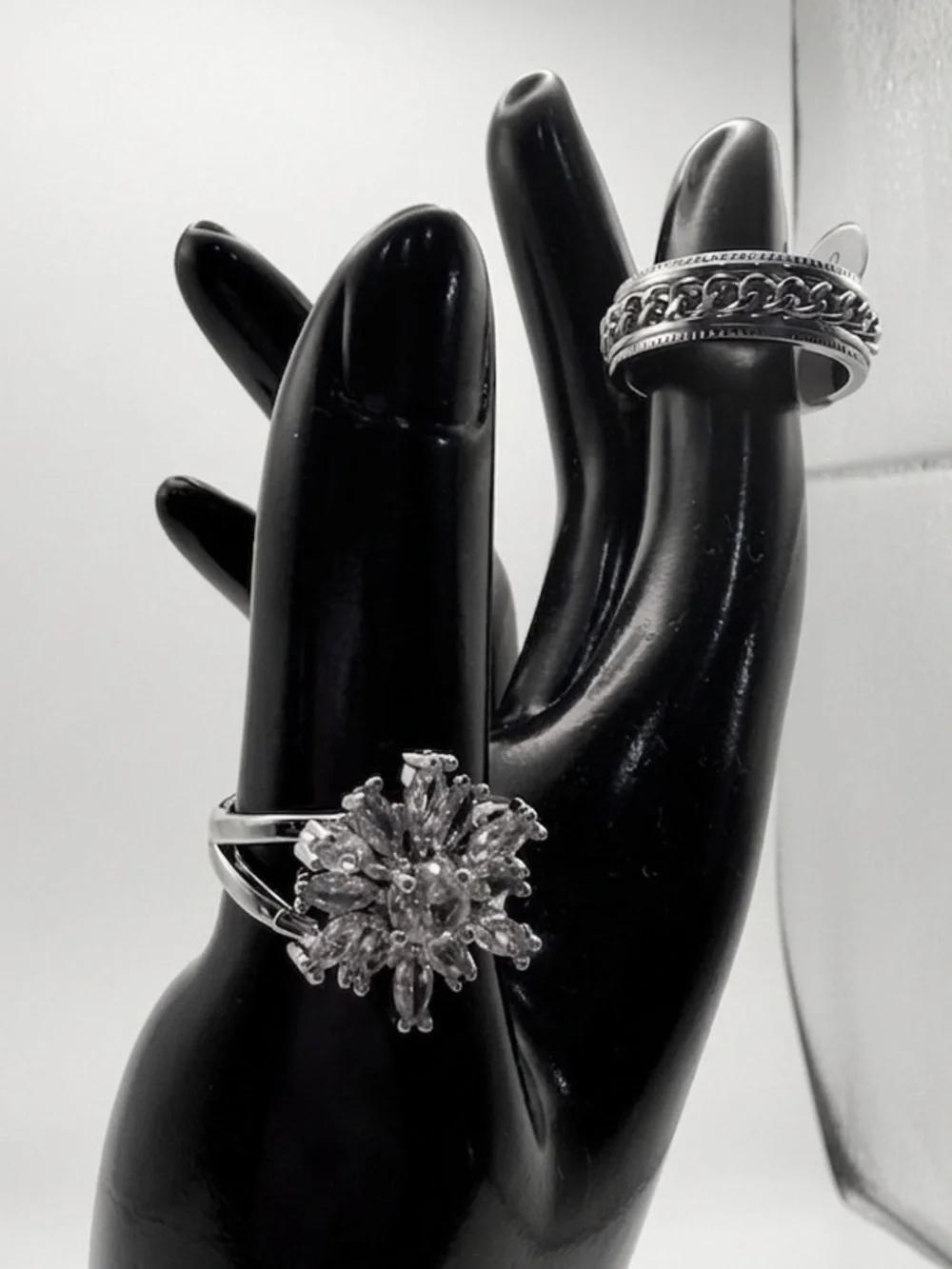 Silver -Tone Couple  Ring Set